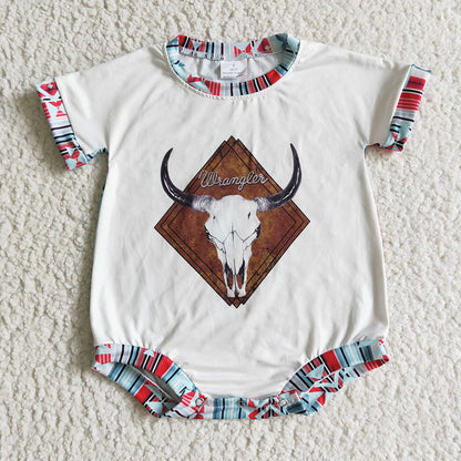 Sibling Baby Boys Western Cows Short Sleeve Summer Rompers
