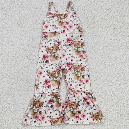 Sibling Baby Girls Strap Western Bell Bottom Jumpsuits
