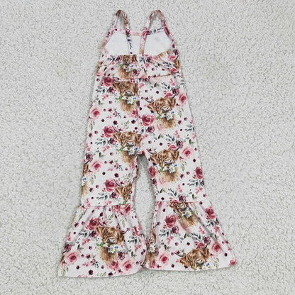 Sibling Baby Girls Strap Western Bell Bottom Jumpsuits