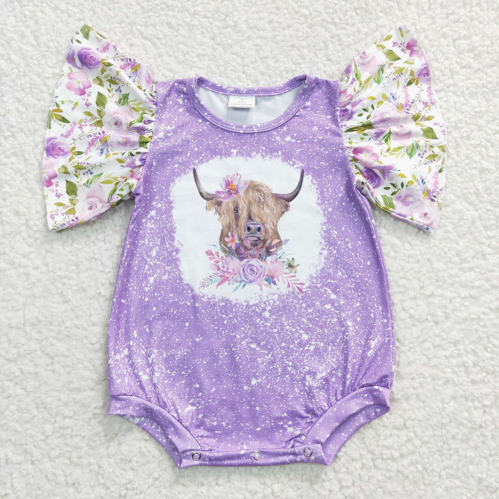 Sibling Baby Girls Western Flutter Sleeve Rompers