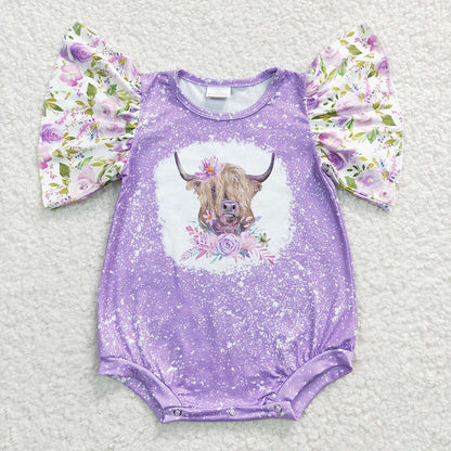 Sibling Baby Girls Western Flutter Sleeve Rompers