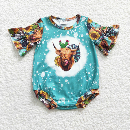 Sibling Baby Girls Western Flutter Sleeve Rompers