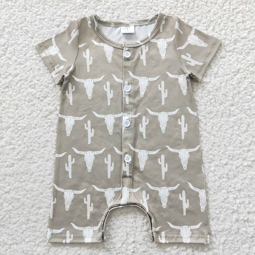 Sibling Baby Boys Western Buttons Summer Rompers