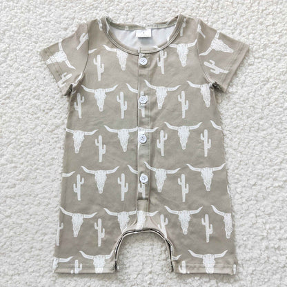 Sibling Baby Boys Western Buttons Summer Rompers