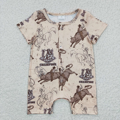 Sibling Baby Boys Western Buttons Summer Rompers