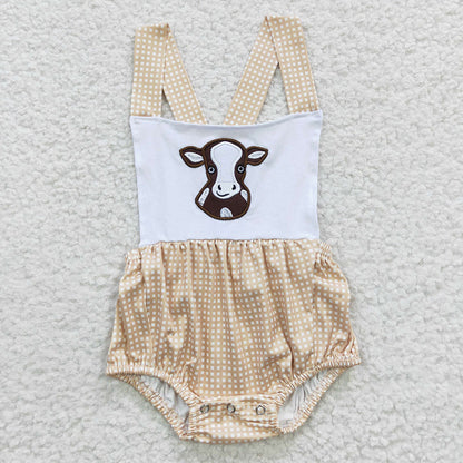 Sibling Boys Baby Girls Western Sunflower Cow Outfits Suits