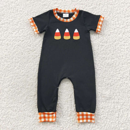 Sibling Baby Girls Halloween Candy Embroidery Rompers Outfits Sets