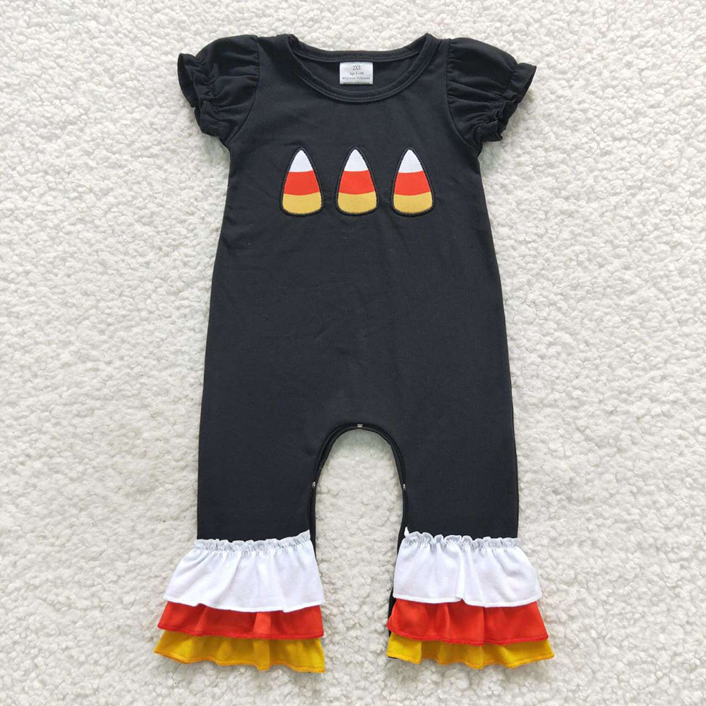Sibling Baby Girls Halloween Candy Embroidery Rompers Outfits Sets