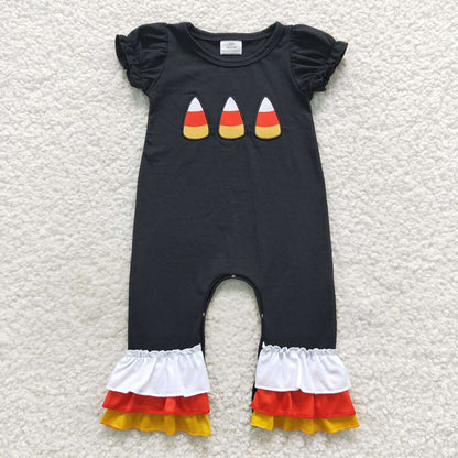 Sibling Baby Girls Halloween Candy Embroidery Rompers Outfits Sets