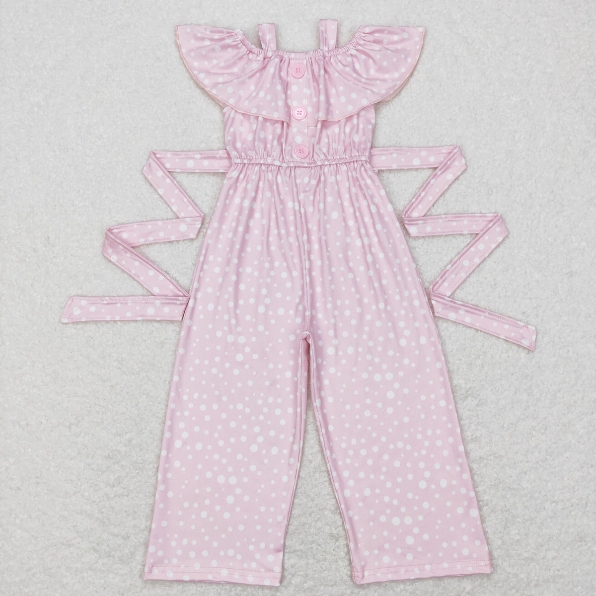 Sibling Baby Girls Straps Button Polka Dots Pants Jumpsuits