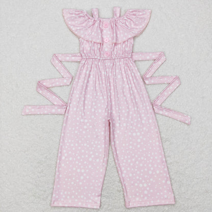 Sibling Baby Girls Straps Button Polka Dots Pants Jumpsuits