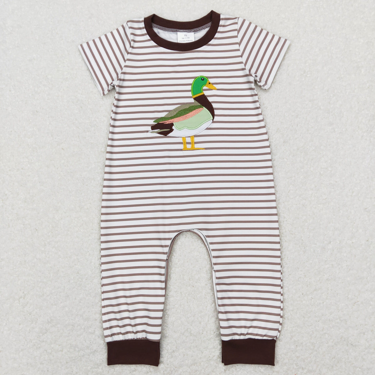 Sibling Baby Boys Girls Embroidery Ducks Stripe Top Hunting Clothes Sets Pant Rompers