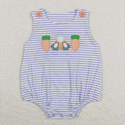 Sibling Baby Kids Embroidery Carrot Rabbit Stripe Top Shorts Easter Clothes Set Rompers