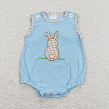 Sibling Baby Kids Embroidery Rabbits Ruffle Pants Easter Clothes Set Rompers
