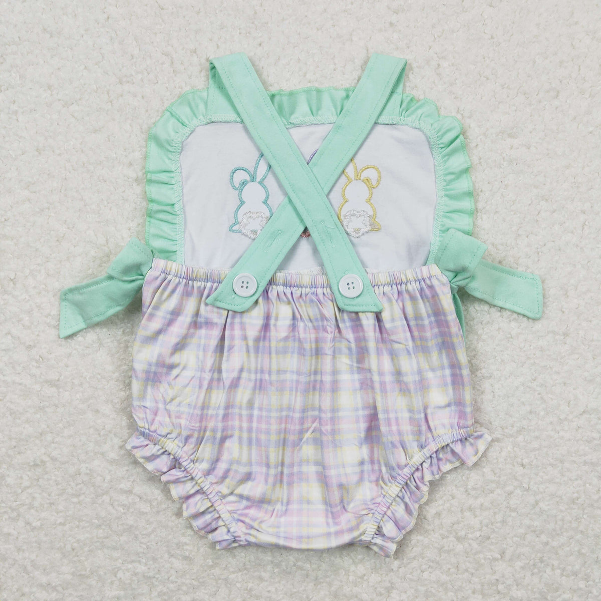 Sibling Baby Kids Embroidery Rabbits Ruffle Pants Easter Clothes Set Rompers