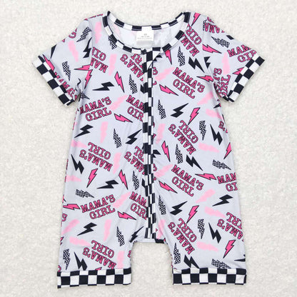 Sibling Mama's Boys Girls Lightnings Western Zip Rompers
