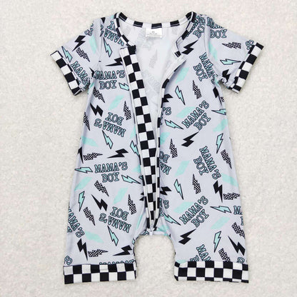 Sibling Mama's Boys Girls Lightnings Western Zip Rompers