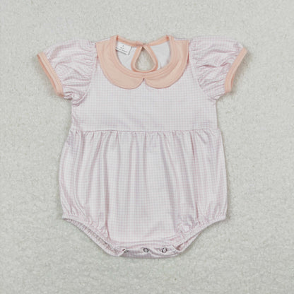 Sibling Baby Boys Girls Pink White Checked Rompers