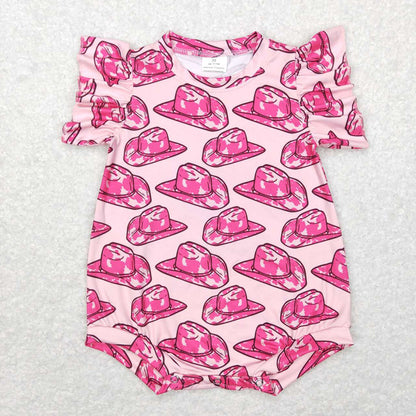 Sibling Baby Infant Girls Western Flutter Sleeve Rompers