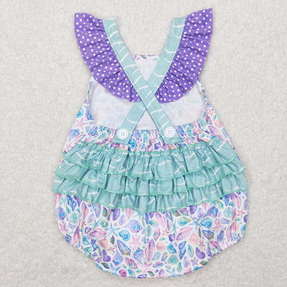 Sibling Baby Girls Summer Sea Shell Rompers Outfits Sets