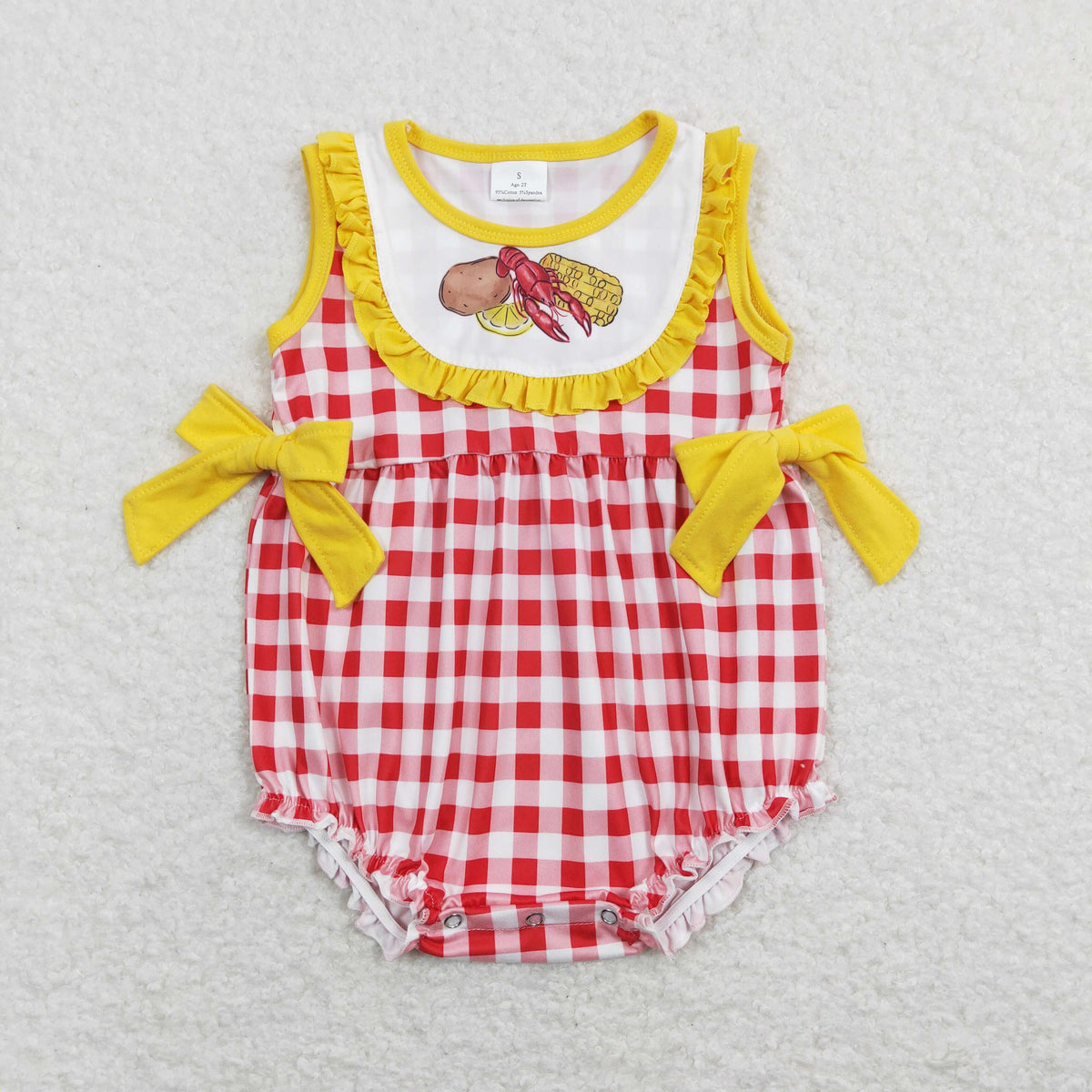 Sibling Baby Boys Girls Crayfishes Top Checked Shorts Clothes Set Rompers