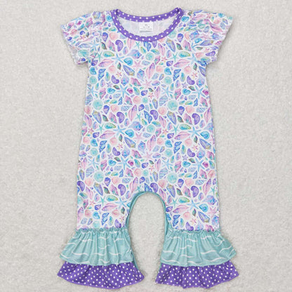 Sibling Baby Girls Summer Sea Shell Rompers Outfits Sets