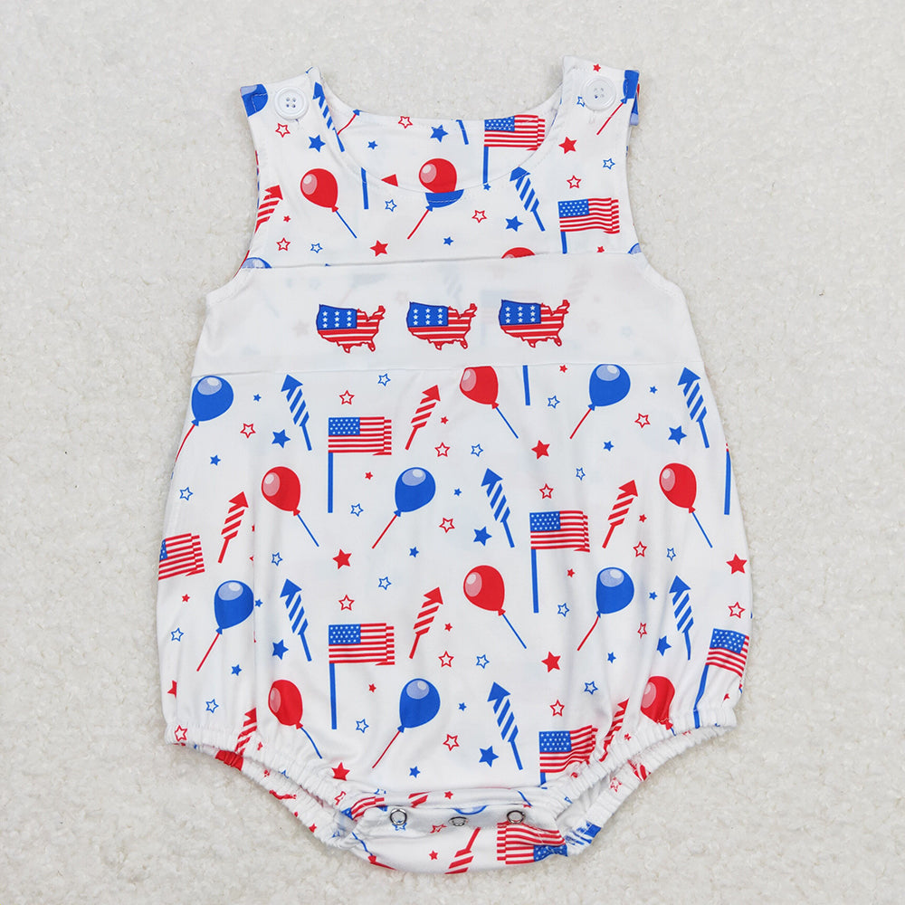4th of july baby boys flags balloons summer rompers SR1105