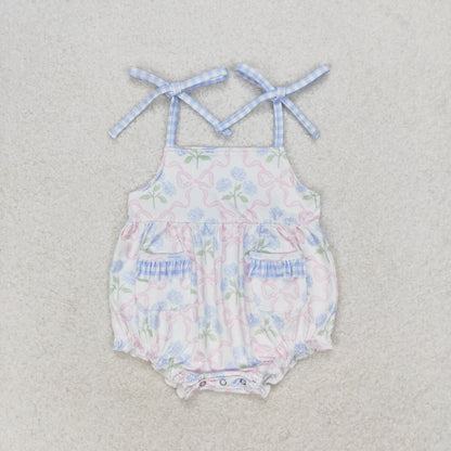 Sibling Baby Girls Bows Flowers Pockets Tunic Ruffle Shorts Clothes Sets Rompers