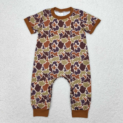 Sibling Baby Boys Brown Khaki Camo Southern Hunting Clothing Tops Romper