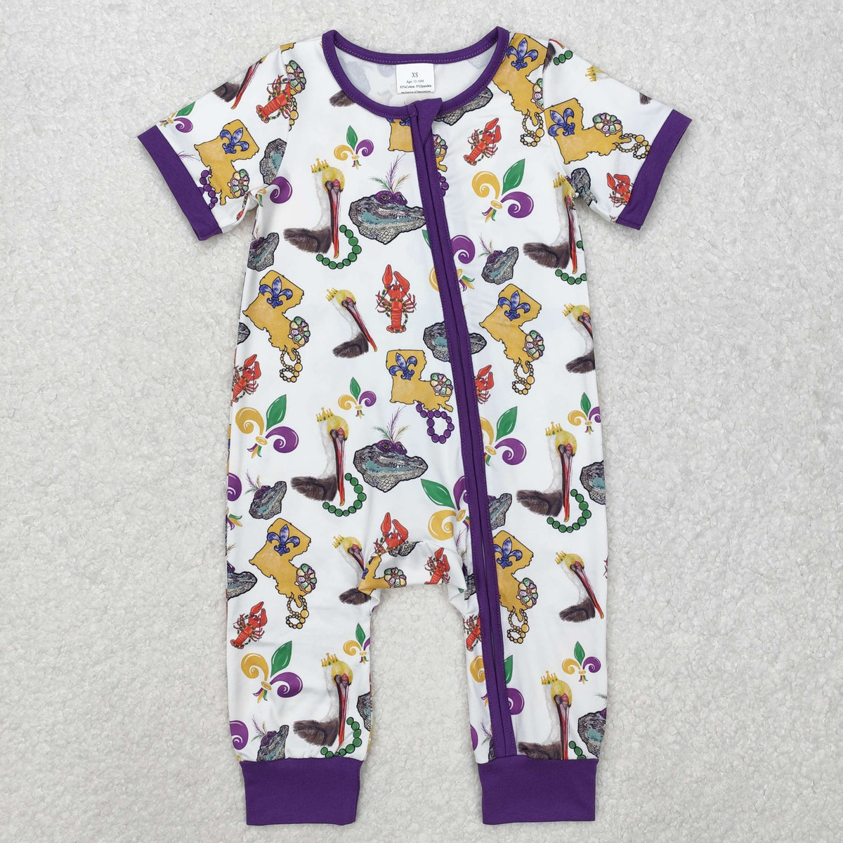 Sibling Baby Kids Anchors Crayfishes Top Pants Mardigras Pajamas Sets Zipper Footie Rompers