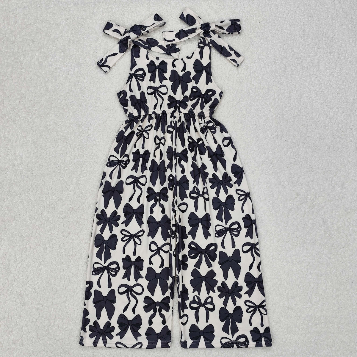 Sibling Baby Girls Strap Turquoise Cow Print Bows Bell Bottom Jumpsuits