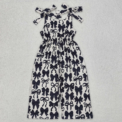Sibling Baby Girls Strap Turquoise Cow Print Bows Bell Bottom Jumpsuits