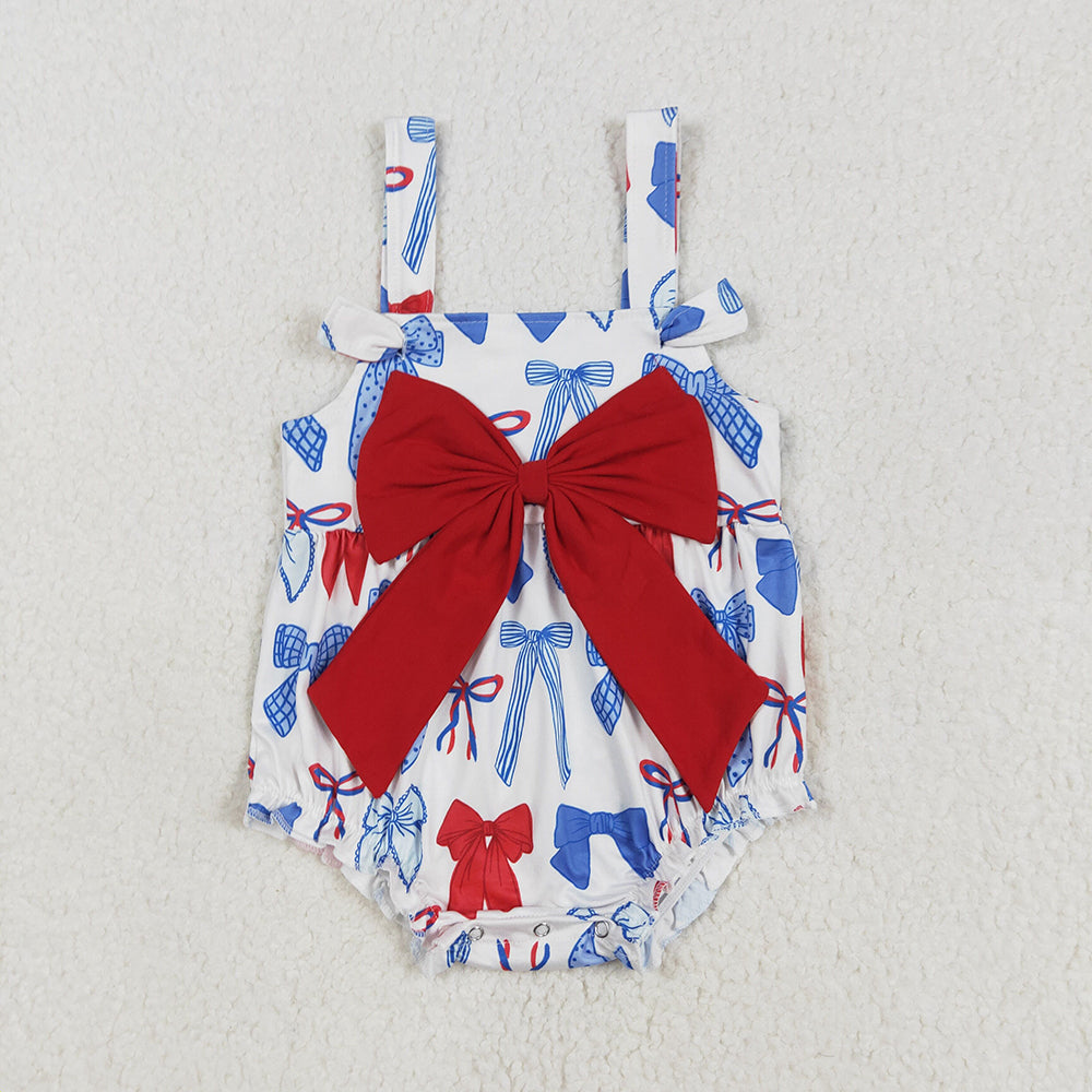 baby Girls bows 4th of july ruffles romper SR2606