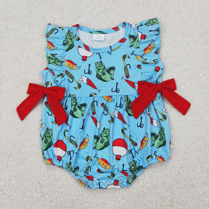 Sibling Boys Baby Girls Fishing Float Rompers Dresses Summer Outfits