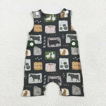 Sibling Baby Boys Western Cow Farm Rompers Outfits Sets