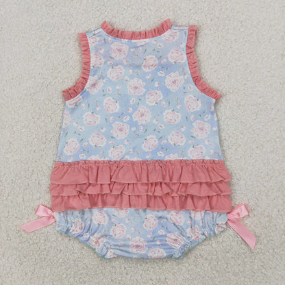 Sibling Baby Girls Floral Big Little Sister Rompers Outfits Sets