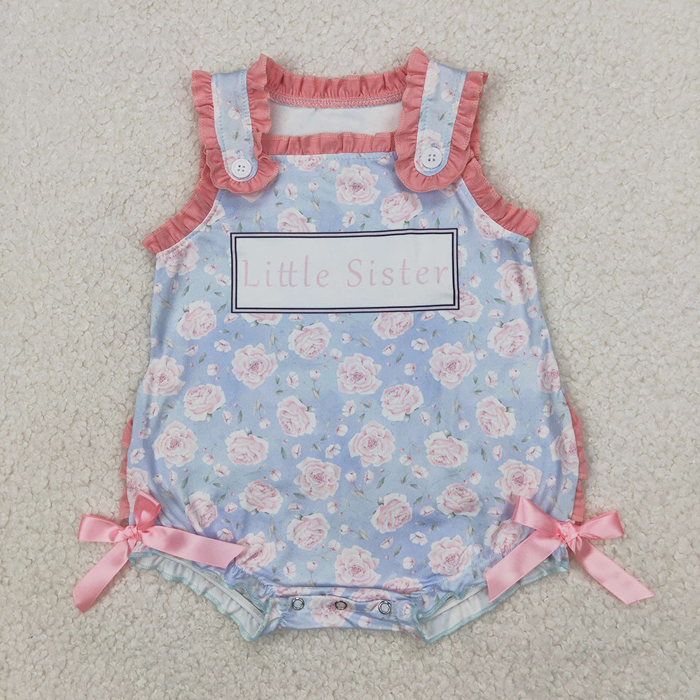 Sibling Baby Girls Floral Big Little Sister Rompers Outfits Sets