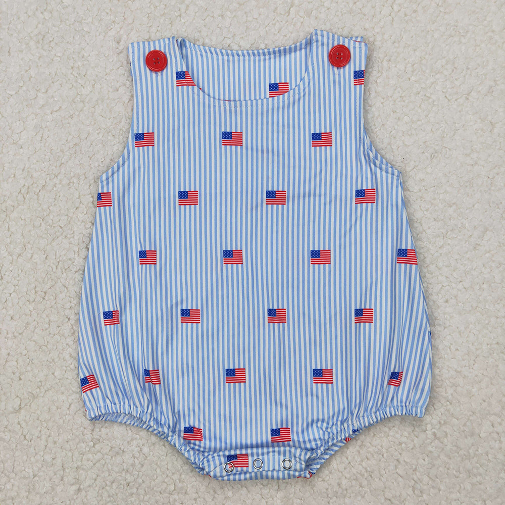 Sibling Embroidery Baby Girls Red Flags 4th of July Bows Rompers Outfits Sets