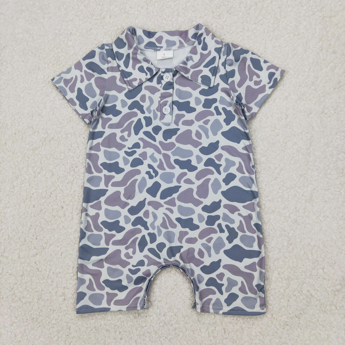 Sibling Baby Boys Short Sleeves Gray Camo Button Polo Shirts Top Rompers
