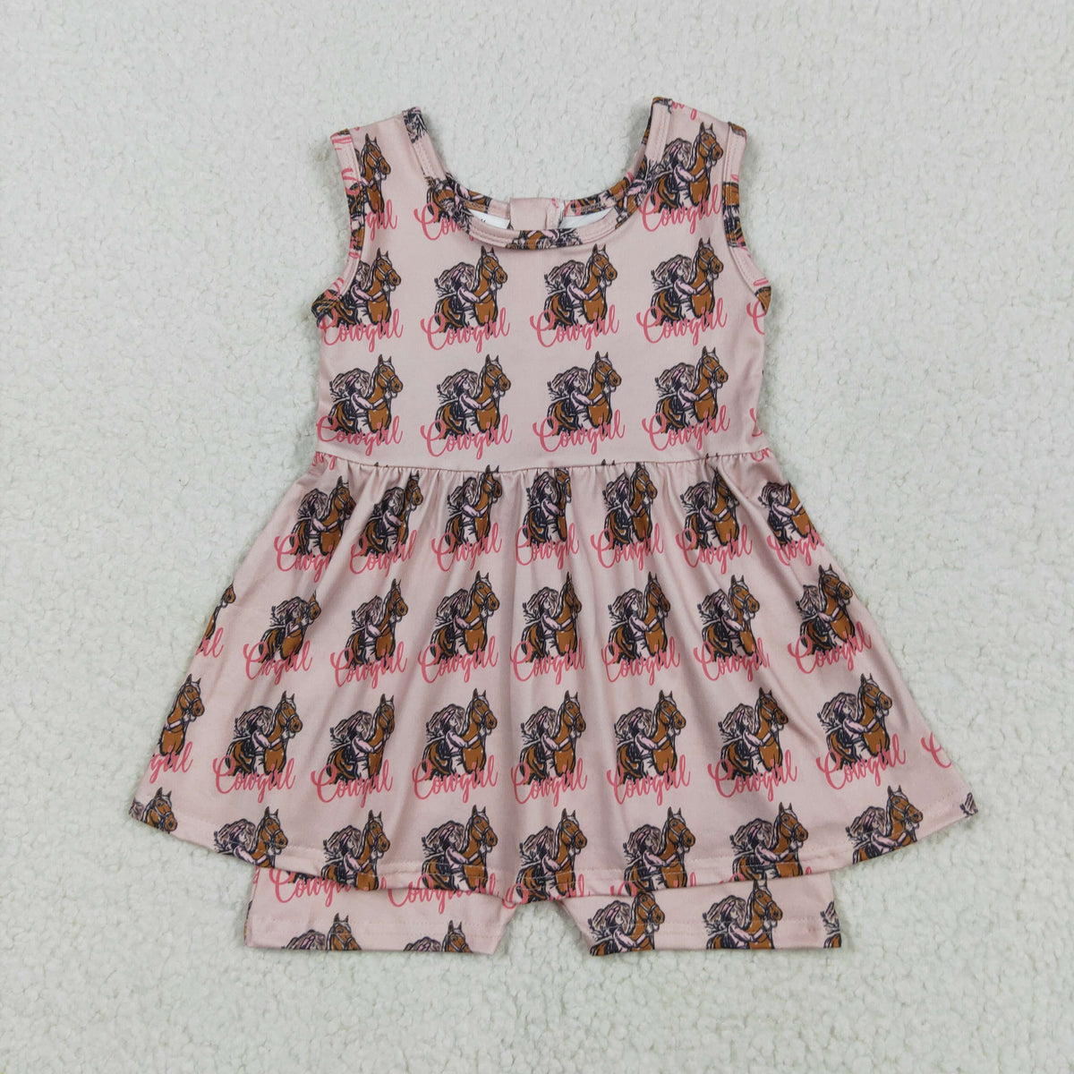 Sibling Baby Girls Sleeveless Back Zip Short Tunic Western Jumpsuits