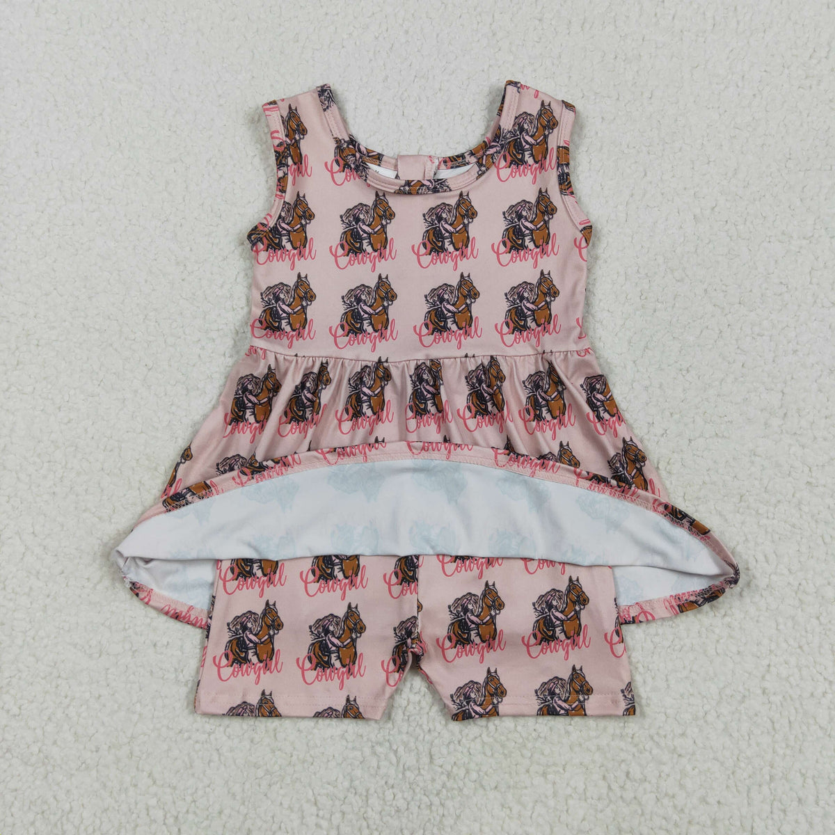 Sibling Baby Girls Sleeveless Back Zip Short Tunic Western Jumpsuits
