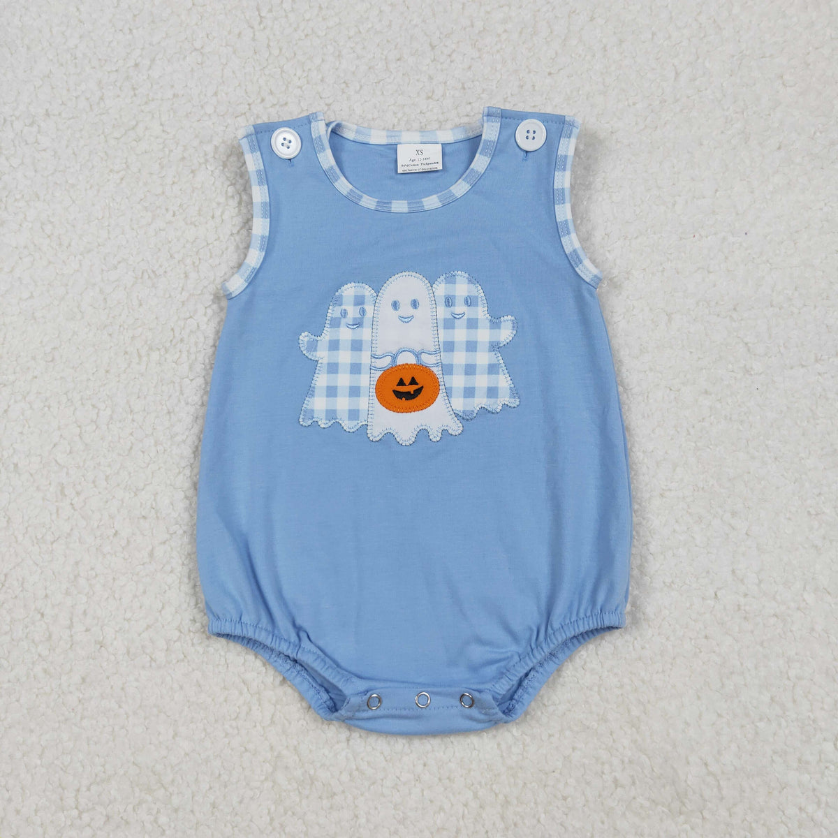 Sibling Baby Boys Girls Embroidery Ghosts Pumpkins Halloween Rompers