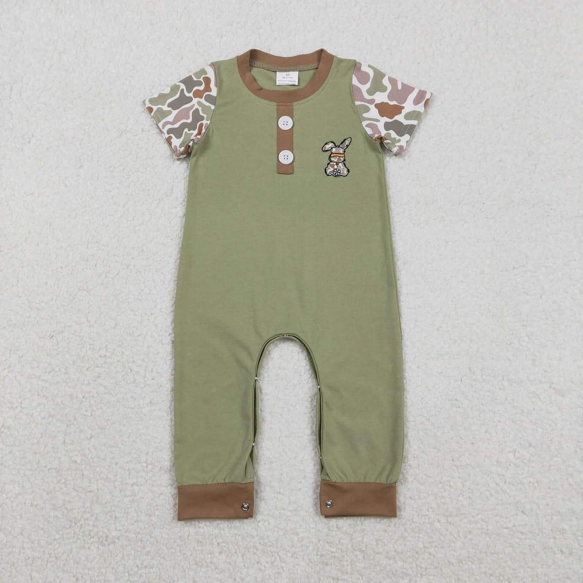Sibling Baby Boys Girls Embroidery Camo Rabbits Shorts Pants Easter Clothes Sets Rompers