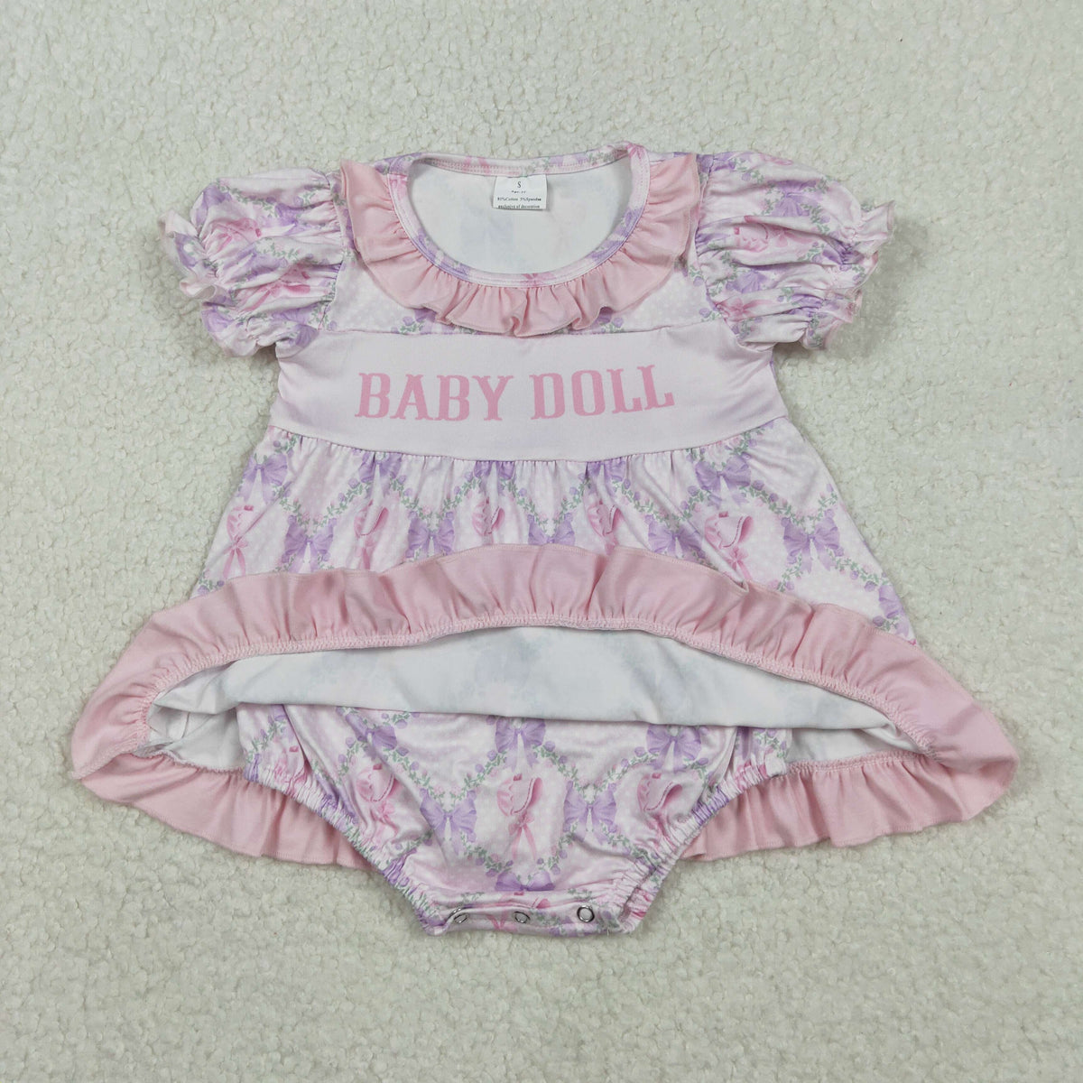 Sibling Baby Girls Baby Doll Flowers Bows Checked Collar Tunic Ruffle Rompers