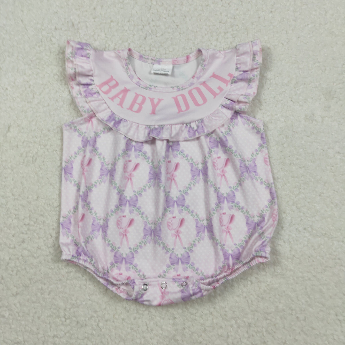 Sibling Baby Girls Baby Doll Flowers Bows Checked Collar Tunic Ruffle Rompers