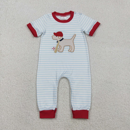 Sibling Baby Boys Short Sleeve Embroidery Pant Hunting Team Rompers