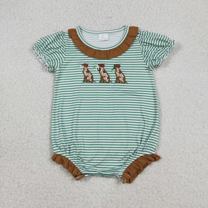 Sibling Baby Girls Embroidery Duck Dogs Ruffle Shorts Hunting Clothes Sets Rompers