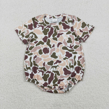 Sibling Baby Boys Short Sleeves Southern Camo Rompers