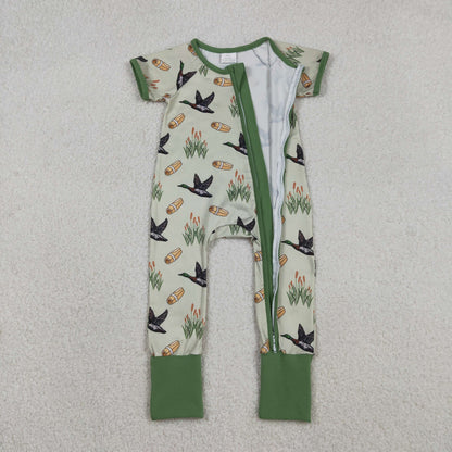 Sibling Baby Boys Ducks Calls Pants Hunting Pajamas Set Zipper Rompers