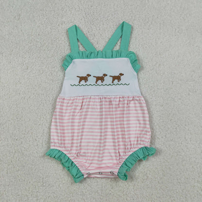 Sibling Baby Boys Girls Embroidery Dogs Shorts Clothes Set Rompers